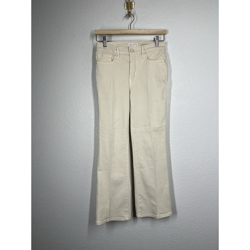 Good American Good Legs Crop Mini Boot Jeans Size 0 / 25 Bone Ivory